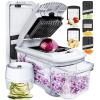 imageFullstar Allin1 Vegetable Chopper and Mandoline Slicer for Kitchen  Cheese Grater French Fry Cutter Cheese Slicer  Bonus Handheld Spiralizer Included 6 in 1 BlackWhiteBlackWhite