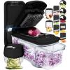imageFullstar Allin1 Vegetable Chopper and Mandoline Slicer for Kitchen  Cheese Grater French Fry Cutter Cheese Slicer  Bonus Handheld Spiralizer Included 6 in 1 BlackWhiteBlack
