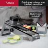 imageFullstar Mandoline Slicer for Kitchen  Stainless Steel Vegetable Cutter ampamp Cheese Grater with Adjustable Blades Safety Glove ampamp Catch Tray Included 7in1 SilverSilver