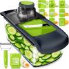 imageFullstar Mandoline Slicer for Kitchen Fruit Cutter Cheese Grater Cucumber Slicer Veggie Spiralizer Food Cutter ampamp Kitchen Gadgets with Safety Glove 6 in 1 WhiteGrayGreen