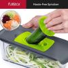 imageFullstar Mandoline Slicer for Kitchen Fruit Cutter Cheese Grater Cucumber Slicer Veggie Spiralizer Food Cutter ampamp Kitchen Gadgets with Safety Glove 6 in 1 WhiteGrayGreen
