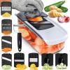 imageFullstar Mandoline Slicer for Kitchen Fruit Cutter Cheese Grater Cucumber Slicer Veggie Spiralizer Food Cutter ampamp Kitchen Gadgets with Safety Glove 6 in 1 WhiteWhite
