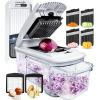 imageFullstar Allin1 Vegetable Chopper and Mandoline Slicer for Kitchen  Cheese Grater French Fry Cutter Cheese Slicer  Bonus Handheld Spiralizer Included 6 in 1 BlackWhiteBlackWhite