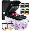 imageFullstar Allin1 Vegetable Chopper and Mandoline Slicer for Kitchen  Cheese Grater French Fry Cutter Cheese Slicer  Bonus Handheld Spiralizer Included 6 in 1 BlackWhiteBlack