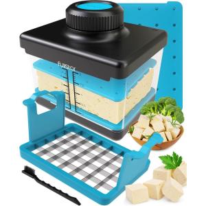 imageFullstar 2in1 Tofu Press ampamp Cutter Dishwasher Safe BPAFree Press Box for Extra Firm ampamp Silken Tofu BlueBlue