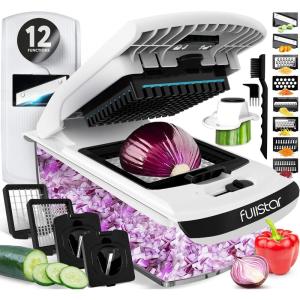imageFullstar Mandoline Slicer for Kitchen  Vegetable Chopper Onion Potato Food Veggie Fruit Slicer and Cutter with Container Kitchen Gadgets ampamp Accessories Home Essentials 6in1 WhiteBlackWhiteBlack
