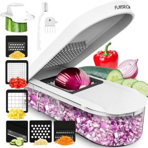 imageFullstar Mandoline Slicer for Kitchen  Vegetable Chopper Onion Potato Food Veggie Fruit Slicer and Cutter with Container Kitchen Gadgets ampamp Accessories Home Essentials 6in1 WhiteBlackFull White
