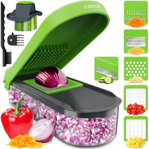imageFullstar Mandoline Slicer for Kitchen  Vegetable Chopper Onion Potato Food Veggie Fruit Slicer and Cutter with Container Kitchen Gadgets ampamp Accessories Home Essentials 6in1 WhiteBlackGrayGreen