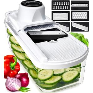 imageFullstar Mandoline Slicer for Kitchen Fruit Cutter Cheese Grater Cucumber Slicer Food Cutter ampamp Kitchen Gadgets 7 in 1 White7 in 1