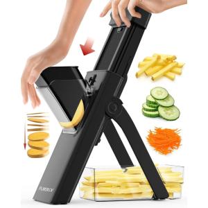imageFullstar Safer Mandoline Slicer for Kitchen Cucumber Slicer Potato Julienne Vegetable ampamp Food Chopper 7 in 1 Black
