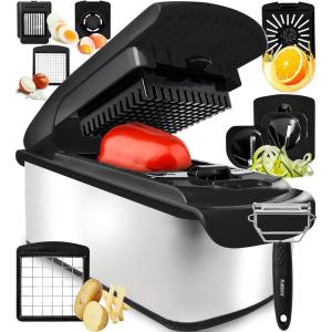 imageFullstar The Original Pro Chopper  Vegetable Chopper and Spiralizer Food Chopper with Container Fruit Slicer Kitchen Gadgets ampamp Accessories Home Essentials 9 in 1 WhiteStainless Steel