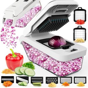 imageFullstar Vegetable Chopper Veggie Chopper with Container and Lid Food Chopper Salad Chopper Vegetable Chopper Onion and Cheese Slicer Mandoline Slicer for Kitchen with Handle 9 in 1