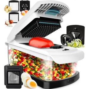 imageFullstar Vegetable Chopper and Mandoline Slicer for Kitchen Food Chopper with Container ampamp Lid Cheese Grater 8 in 1  Black