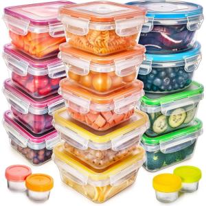 imagefullstar 50Piece Plastic Food Storage Containers with Lids 24 Containers ampamp 24 Lids  Leakproof BPAFree Meal Prep Containers Reusable Lunch Storage Set for Kitchen Organization Pack of 50Pack of 34