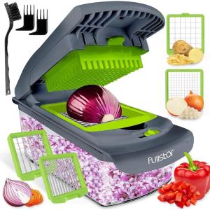 imageFullstar The Original Pro Chopper  Vegetable Chopper and Spiralizer Food Chopper with Container Fruit Slicer Kitchen Gadgets ampamp Accessories Home Essentials 14 in 1 SilverGrayGreen