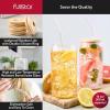 imagefullstar Glass Tumblers with Lids and Straws  Reusable Iced Coffee Cups with Bamboo Lids Multicolor 4 PackMulticolor