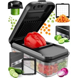imageFullstar Daily Vegetable Chopper  Veggie Chopper Onion Potato Food Chopper amp Slicer with Container Kitchen Gadgets for Easy Prep 2in1 BlackMatte Black