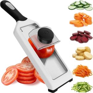 imageFullstar Handheld Mandoline Slicer for Kitchen  4 Thickness Settings Vegetable Food Onion Slicer Julienne Blade Stainless Steel Guard Easy to Use Veggie Slicer and Fruit Cutter 2in1 WhiteWhite