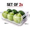 imagefullstar Fridge Organizer Bins Refrigerator Organizer  Set of 2 Refrigerator Organizer Bins and Freezer Organizer Clear Storage Bins with Handles for Pantry Organization and Storage