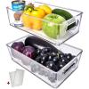imagefullstar Fridge Organizer Bins Refrigerator Organizer  Set of 2 Refrigerator Organizer Bins and Freezer Organizer Clear Storage Bins with Handles for Pantry Organization and Storage