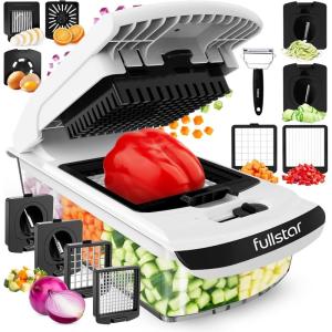 imageFullstar All in One Vegetable Chopper and Mandoline Slicer  Food Chopper with Container and Julienne Slicer Fruit Slicer Veggie Cutter Kitchen Gadgets amp Gift for Mom 8 in 1 Stainless SteelSilver