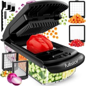 imageFullstar All in One Vegetable Chopper and Mandoline Slicer  Food Chopper with Container and Julienne Slicer Fruit Slicer Veggie Cutter Kitchen Gadgets amp Gift for Mom 8 in 1 Stainless SteelBlack