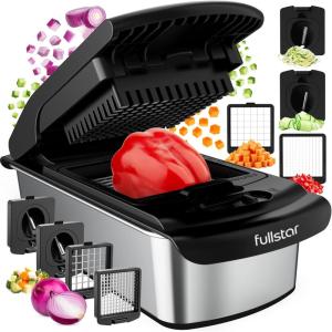 imageFullstar All in One Vegetable Chopper and Mandoline Slicer  Food Chopper with Container and Julienne Slicer Fruit Slicer Veggie Cutter Kitchen Gadgets amp Gift for Mom 8 in 1 Stainless SteelStainless Steel