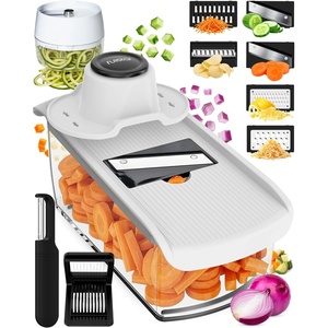 image:imageFullstar Mandoline Slicer for Kitchen Fruit Cutter Cheese Grater Cucumber Slicer Veggie Spiralizer Food Cutter amp Kitchen Gadgets amp Gifts with Safety Glove 11 in 1 White