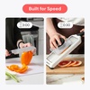 image:imageFullstar 2in1 Handheld Mandoline Slicer for Kitchen  4 Thickness Settings Vegetable Food Onion Slicer Sharp Julienne Blade Stainless Steel Guard Easy to Use Veggie Slicer amp Fruit Cutter BlackWhite